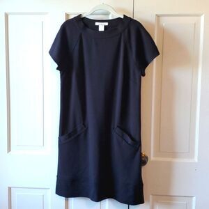 LAUNDRY BY DESIGN BLACK KNIT SHIFT DRESS SHORT SLEEVE SIZE 10